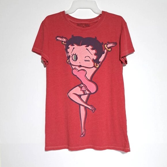 Old Betty Boop Women's Red Short Sleeve T-Shirt Size XXL Crew Neck Graphic Print - Picture 2 of 8